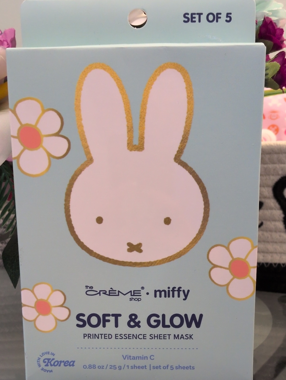 the Crème Shop Miffy Soft & Glow Pink Sheet Mask (Set of 5)